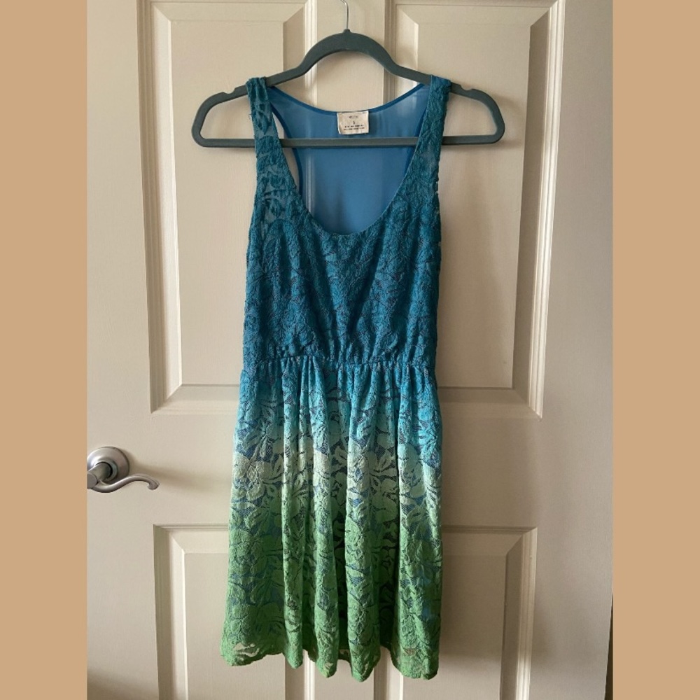Vintage URBAN OUTFITTERS Blue&Green Ombre Floral Dress💚💙